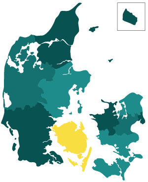 Danmarkskort med Fyn markeret
