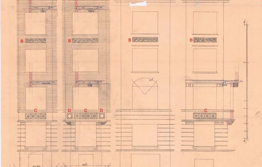 Gaihede hjalp med at finde de eksisterende tegninger fra opførelsen af A/B Falcken, hvor facadeudsmykningen kunne ses. 
